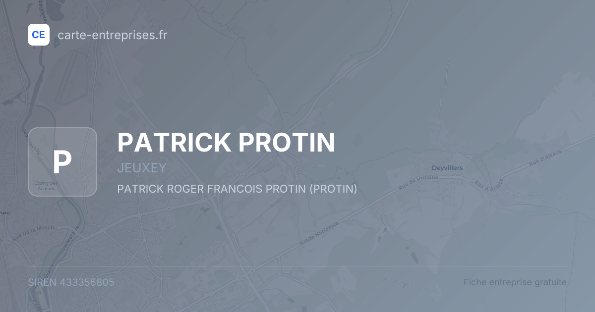 PATRICK PROTIN — 433356805 — fiche entreprise
