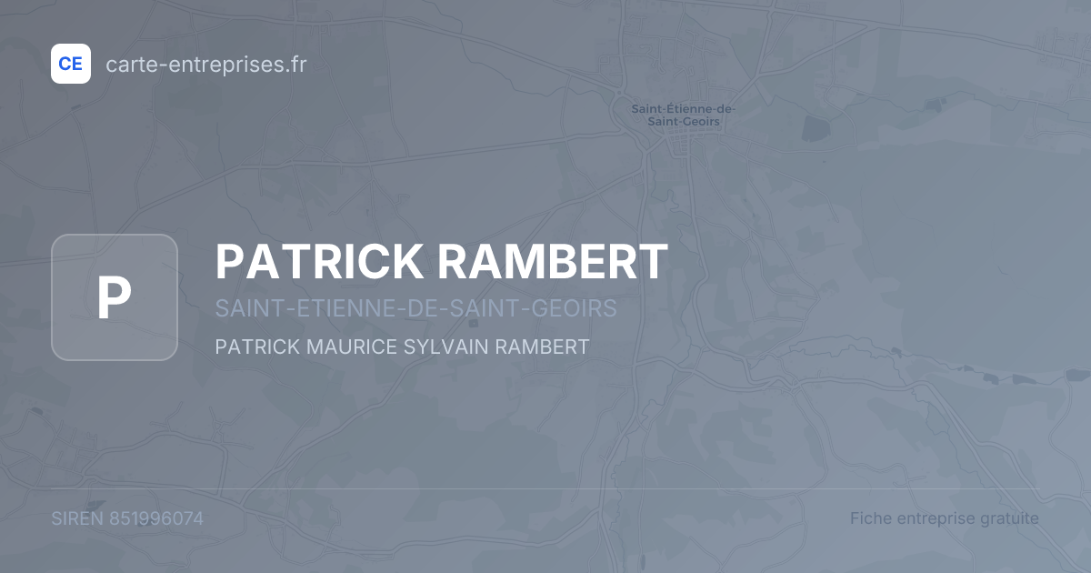 PATRICK RAMBERT — 851996074 — fiche entreprise