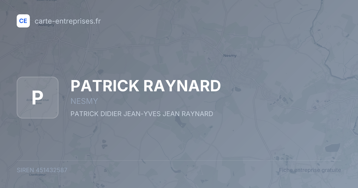 PATRICK RAYNARD — 451432587 — fiche entreprise
