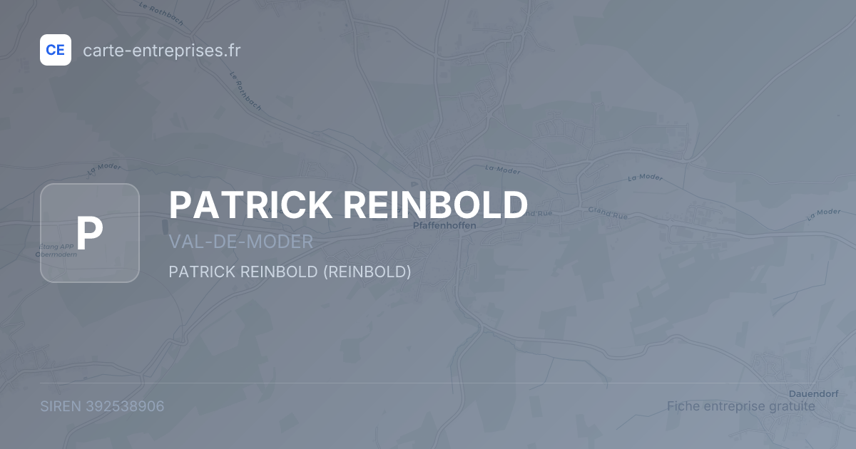 PATRICK REINBOLD — 392538906 — fiche entreprise