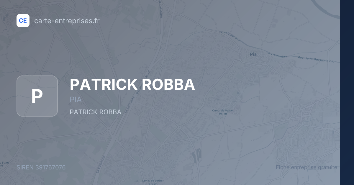 PATRICK ROBBA — 391767076 — fiche entreprise