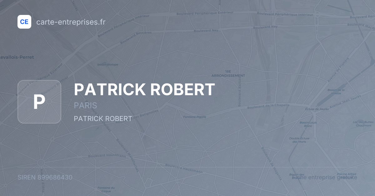 PATRICK ROBERT — 899686430 — fiche entreprise