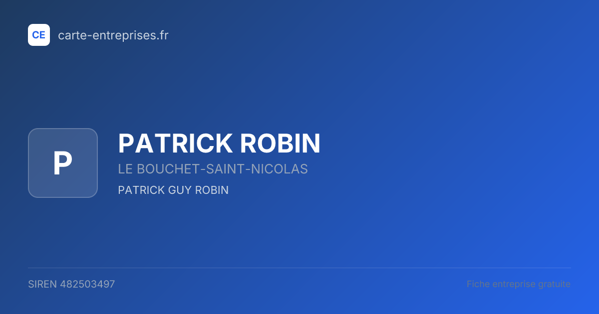 PATRICK ROBIN — 482503497 — fiche entreprise