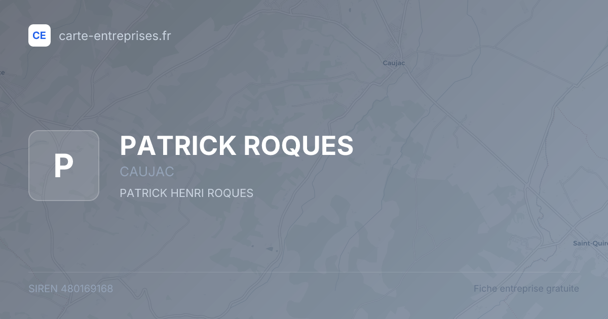 PATRICK ROQUES — 480169168 — fiche entreprise