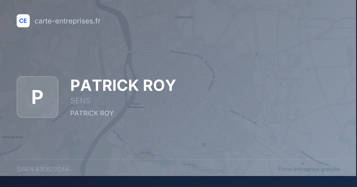 PATRICK ROY — 830672044 — fiche entreprise