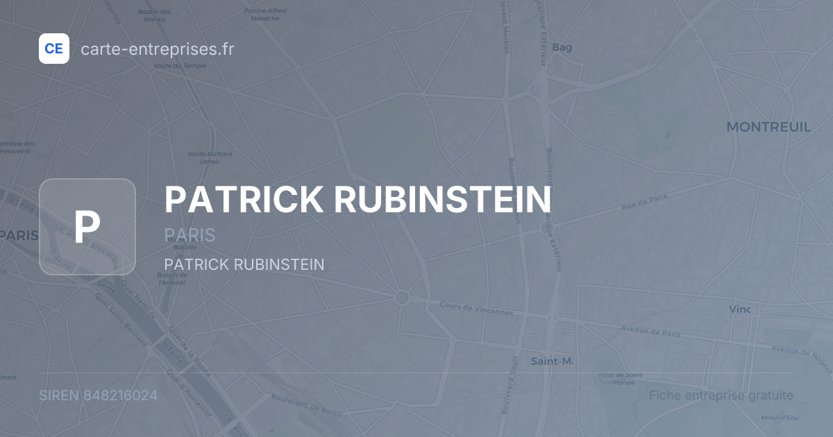 PATRICK RUBINSTEIN — 848216024 — fiche entreprise