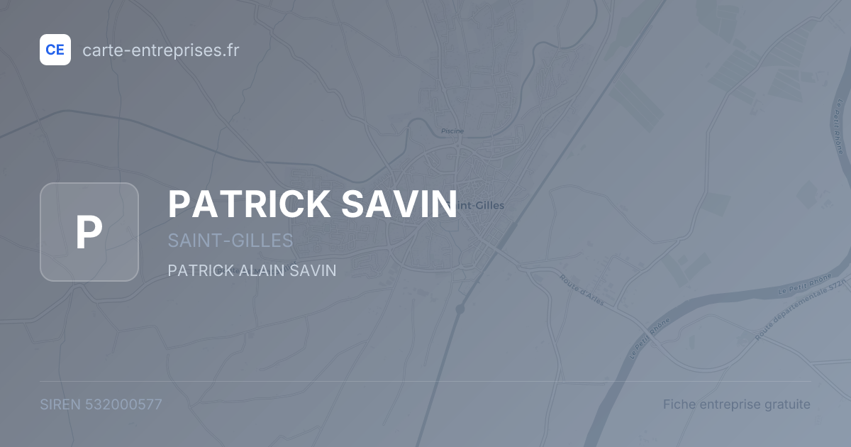 PATRICK SAVIN — 532000577 — fiche entreprise