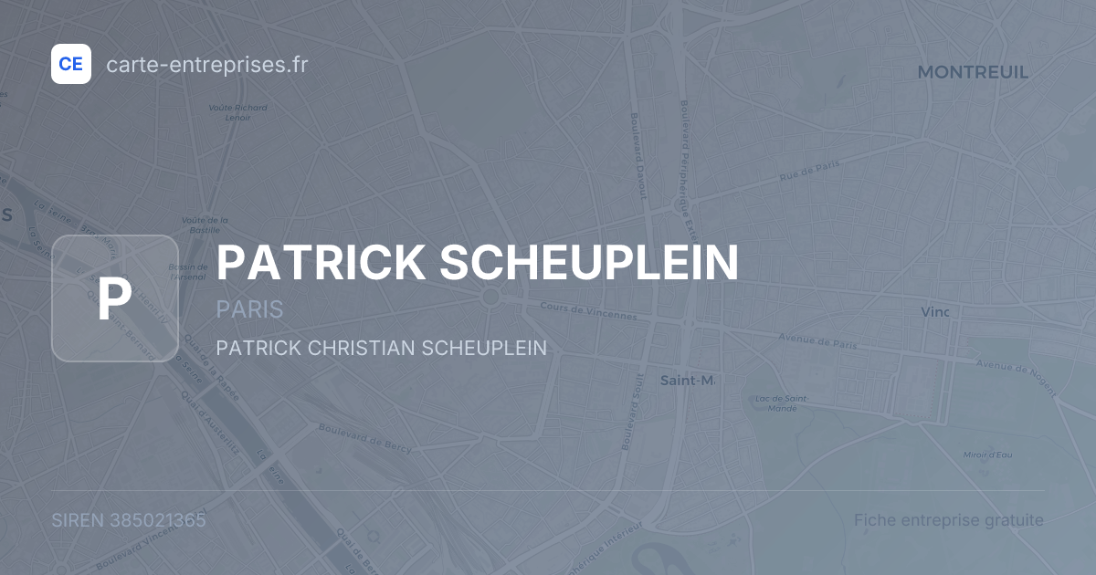 PATRICK SCHEUPLEIN — 385021365 — fiche entreprise