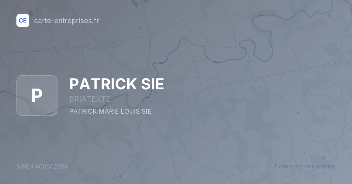 PATRICK SIE — 400802096 — fiche entreprise