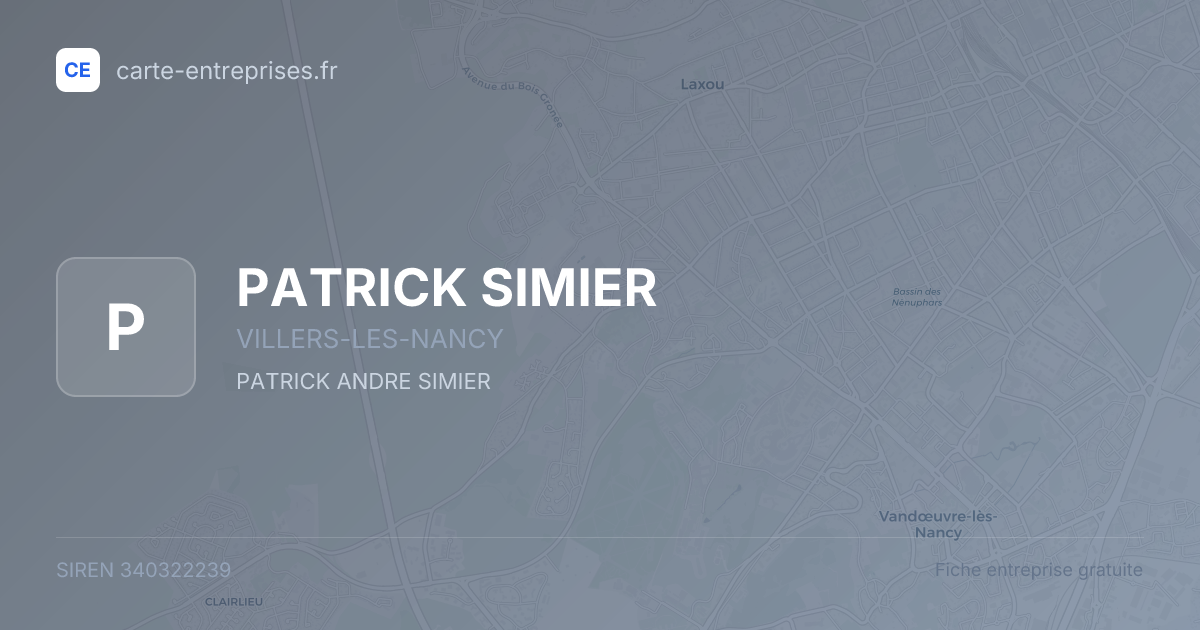 PATRICK SIMIER — 340322239 — fiche entreprise