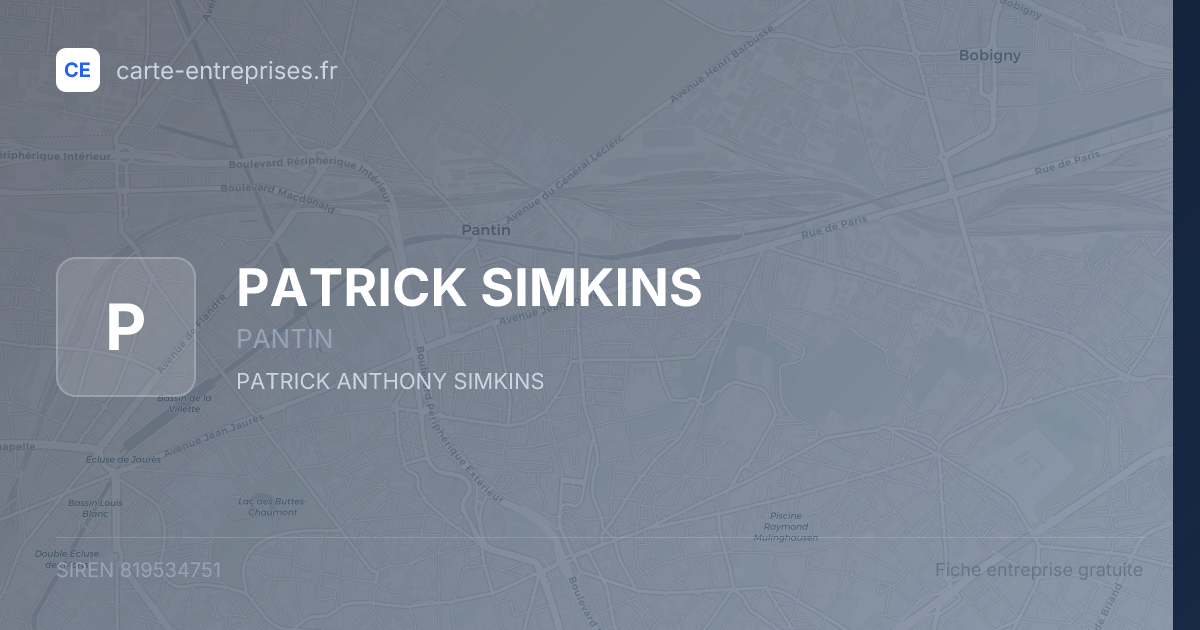 PATRICK SIMKINS — 819534751 — fiche entreprise