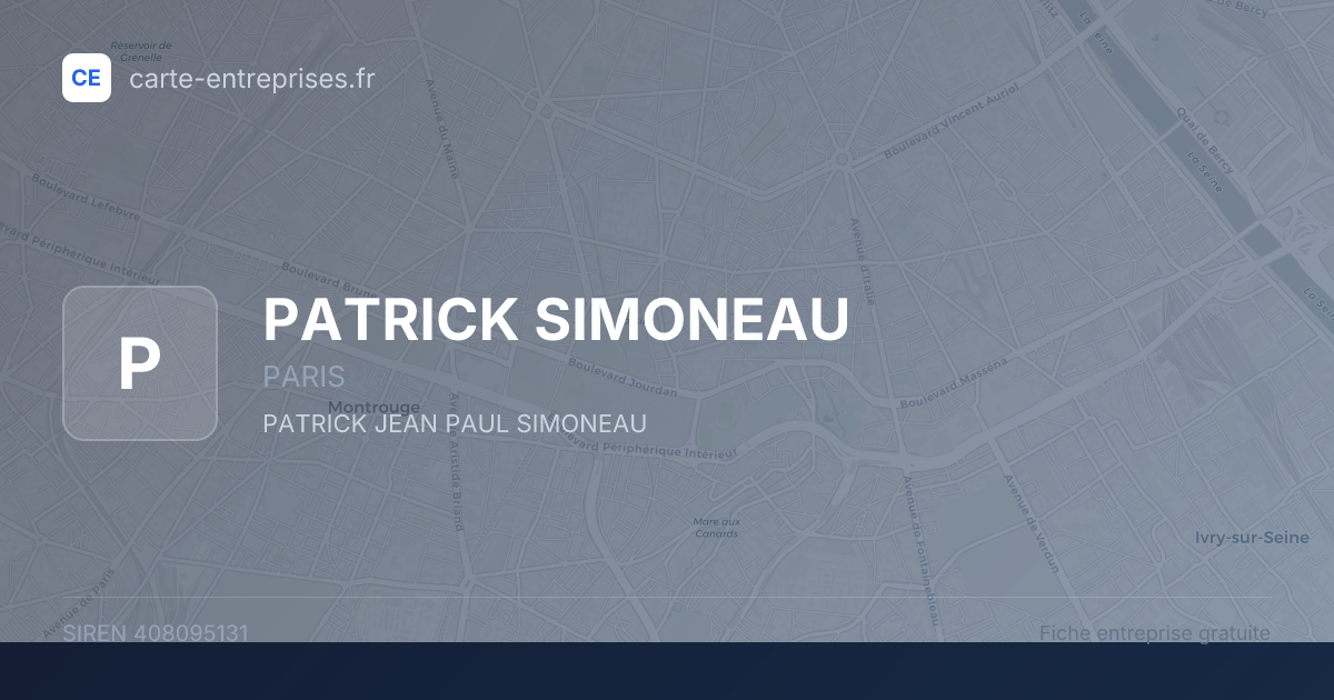 PATRICK SIMONEAU — 408095131 — fiche entreprise