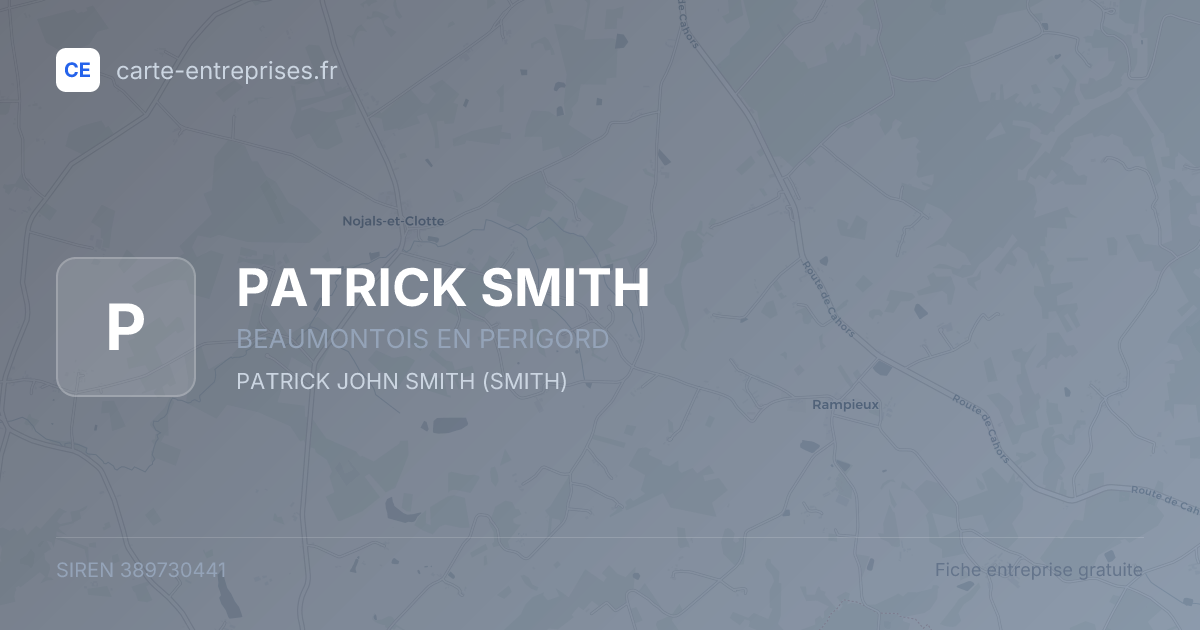 PATRICK SMITH — 389730441 — fiche entreprise