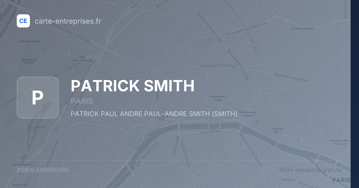 PATRICK SMITH — 849690490 — fiche entreprise