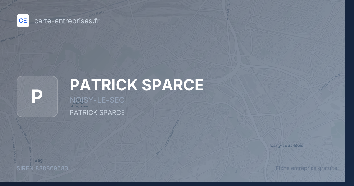 PATRICK SPARCE — 838869683 — fiche entreprise