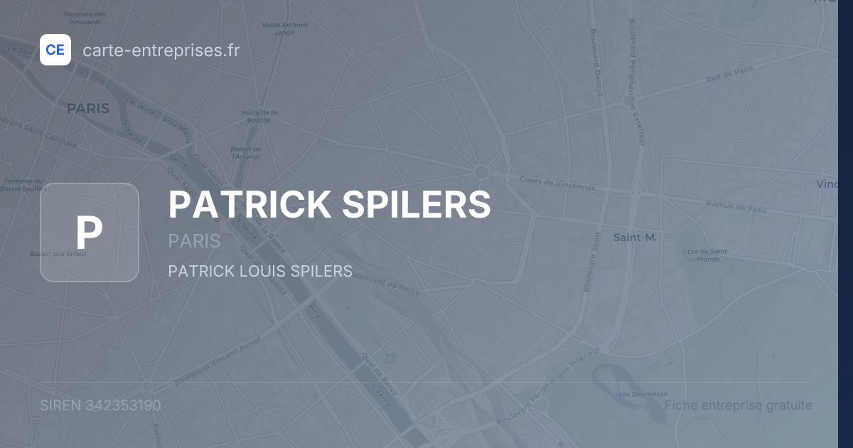PATRICK SPILERS — 342353190 — fiche entreprise