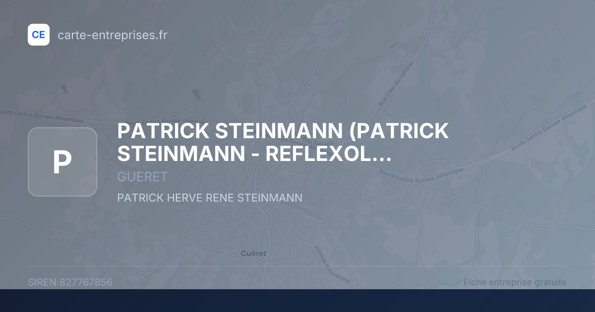 PATRICK STEINMANN (PATRICK STEINMANN - REFLEXOLOGUE) — 827767856 — fiche entreprise