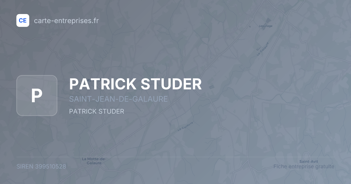 PATRICK STUDER — 399510528 — fiche entreprise