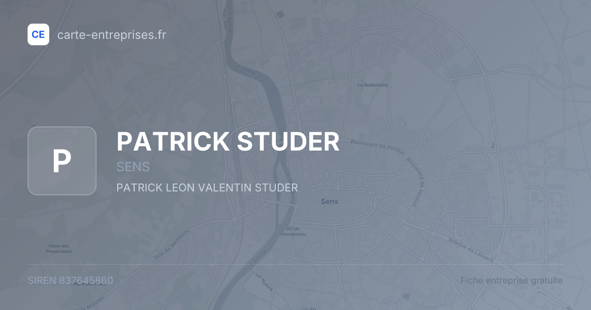 PATRICK STUDER — 837645860 — fiche entreprise