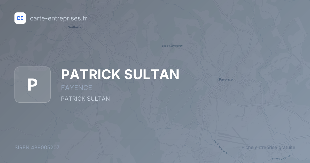 PATRICK SULTAN — 489005207 — fiche entreprise