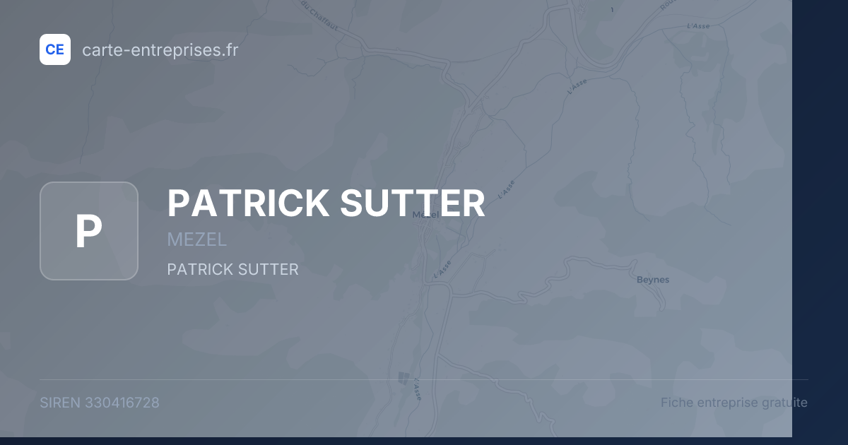 PATRICK SUTTER — 330416728 — fiche entreprise