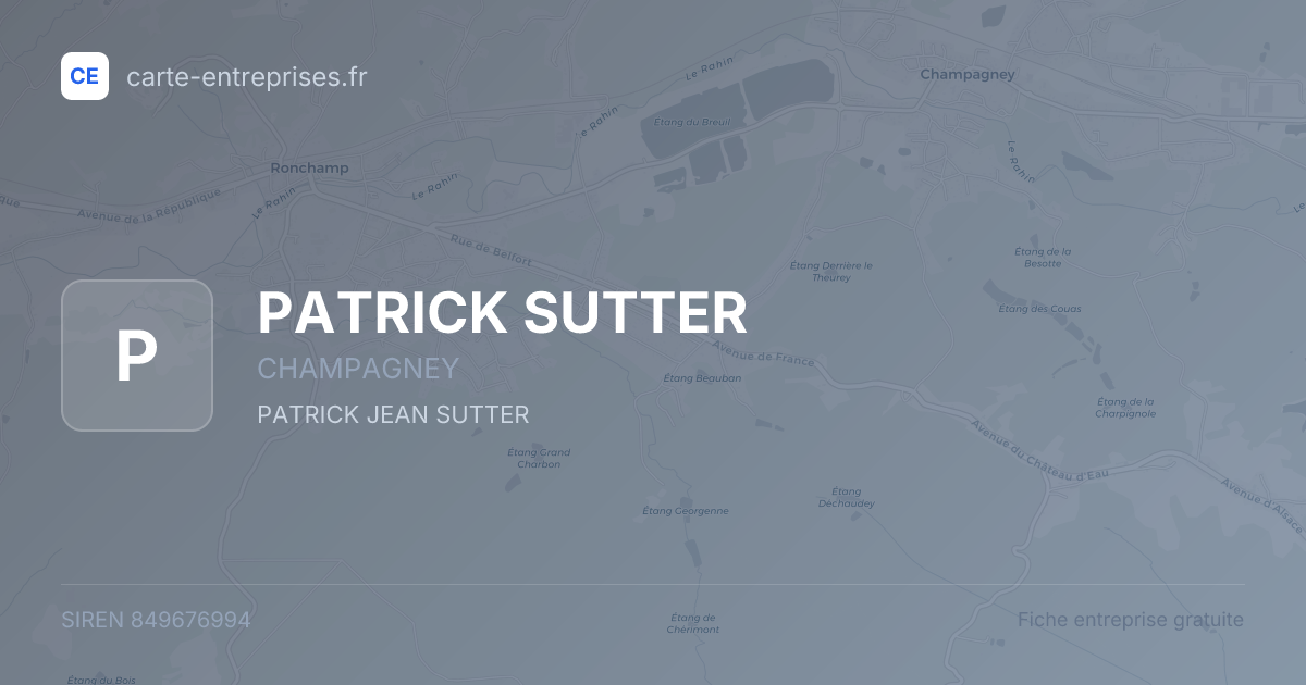PATRICK SUTTER — 849676994 — fiche entreprise