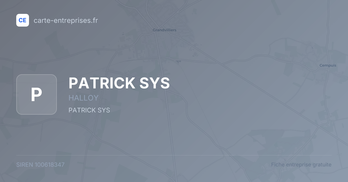 PATRICK SYS — 100618347 — fiche entreprise