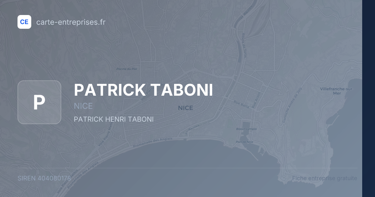 PATRICK TABONI — 404080178 — fiche entreprise