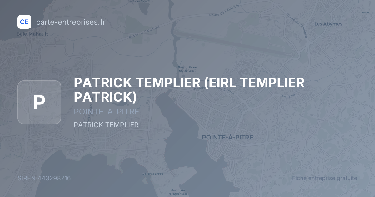 PATRICK TEMPLIER (EIRL TEMPLIER PATRICK) — 443298716 — fiche entreprise