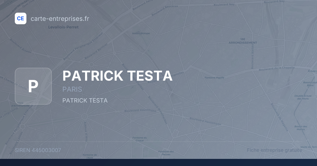 PATRICK TESTA — 445003007 — fiche entreprise