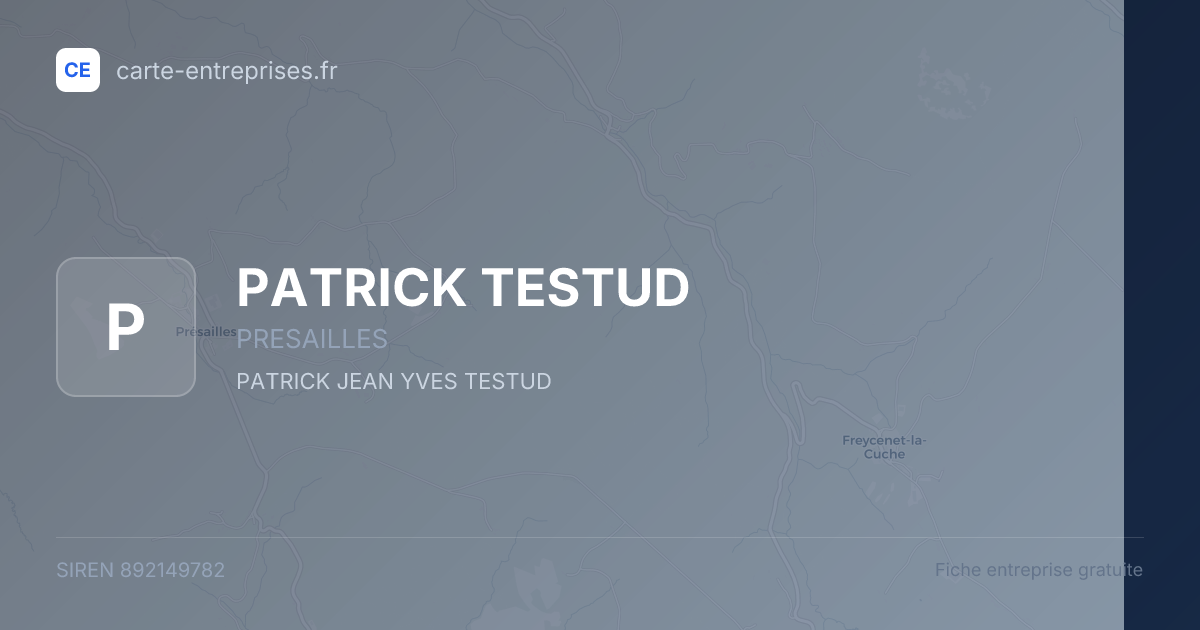 PATRICK TESTUD — 892149782 — fiche entreprise