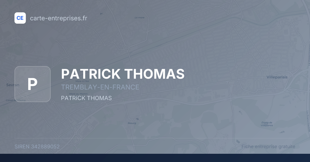 PATRICK THOMAS — 342889052 — fiche entreprise