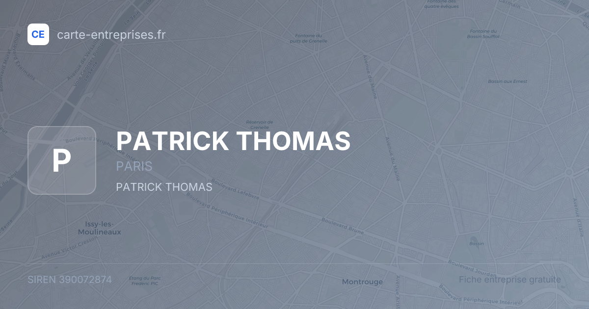 PATRICK THOMAS — 390072874 — fiche entreprise