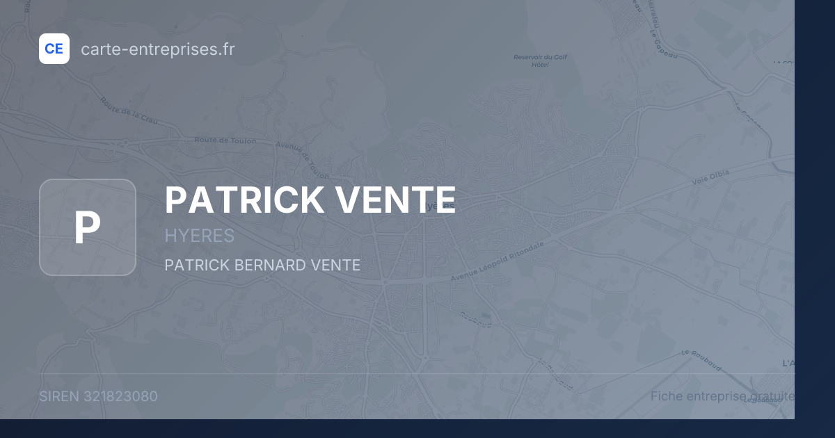 PATRICK VENTE — 321823080 — fiche entreprise