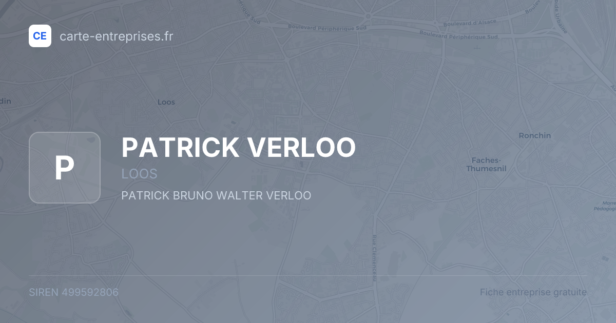 PATRICK VERLOO — 499592806 — fiche entreprise