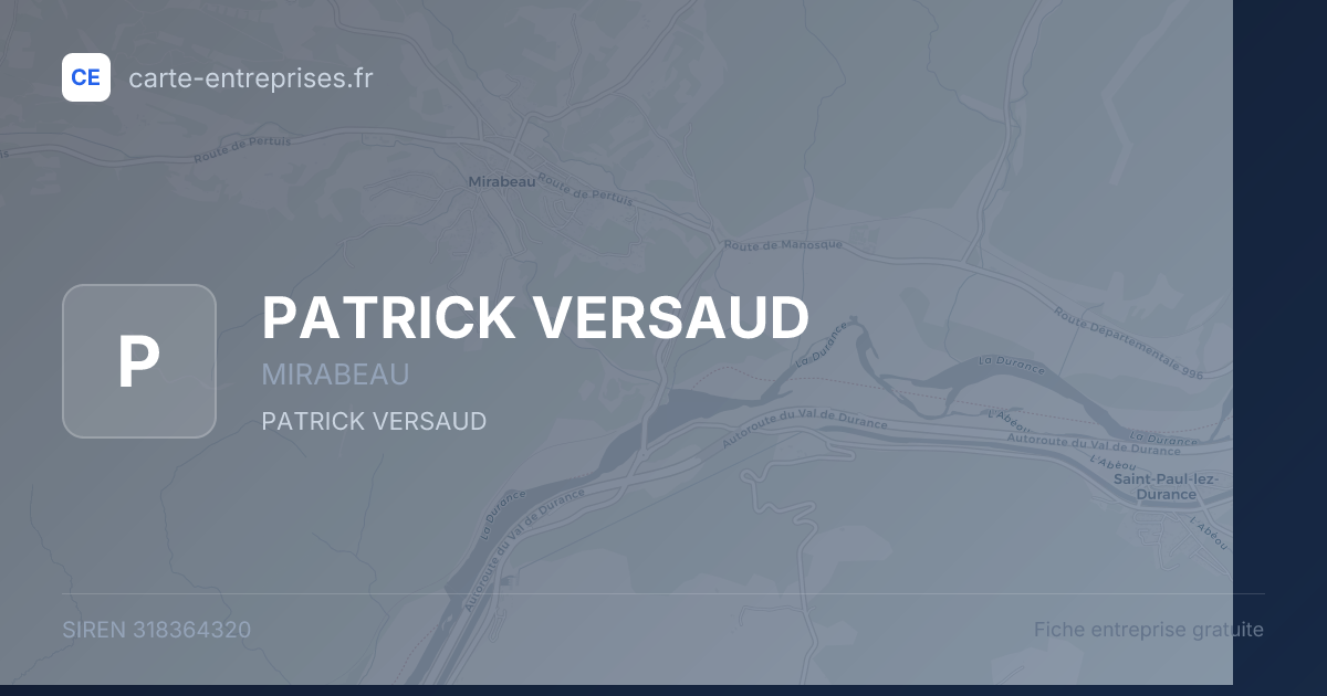 PATRICK VERSAUD — 318364320 — fiche entreprise