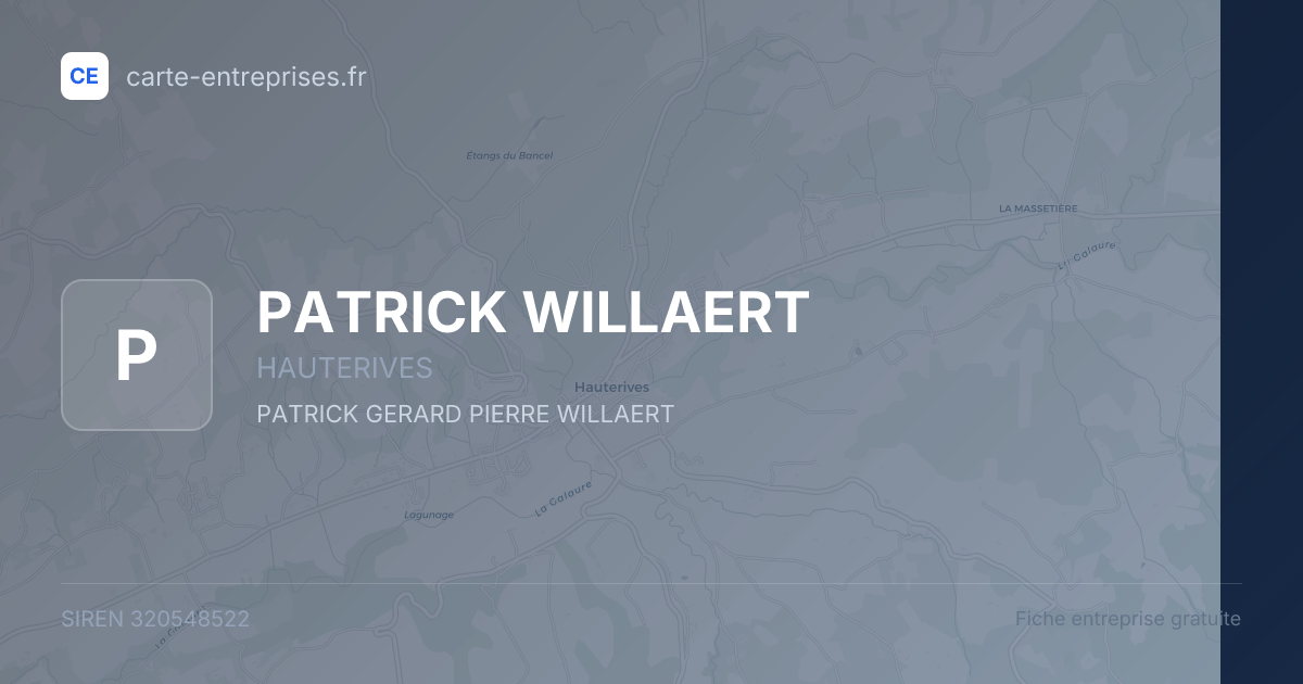 PATRICK WILLAERT — 320548522 — fiche entreprise