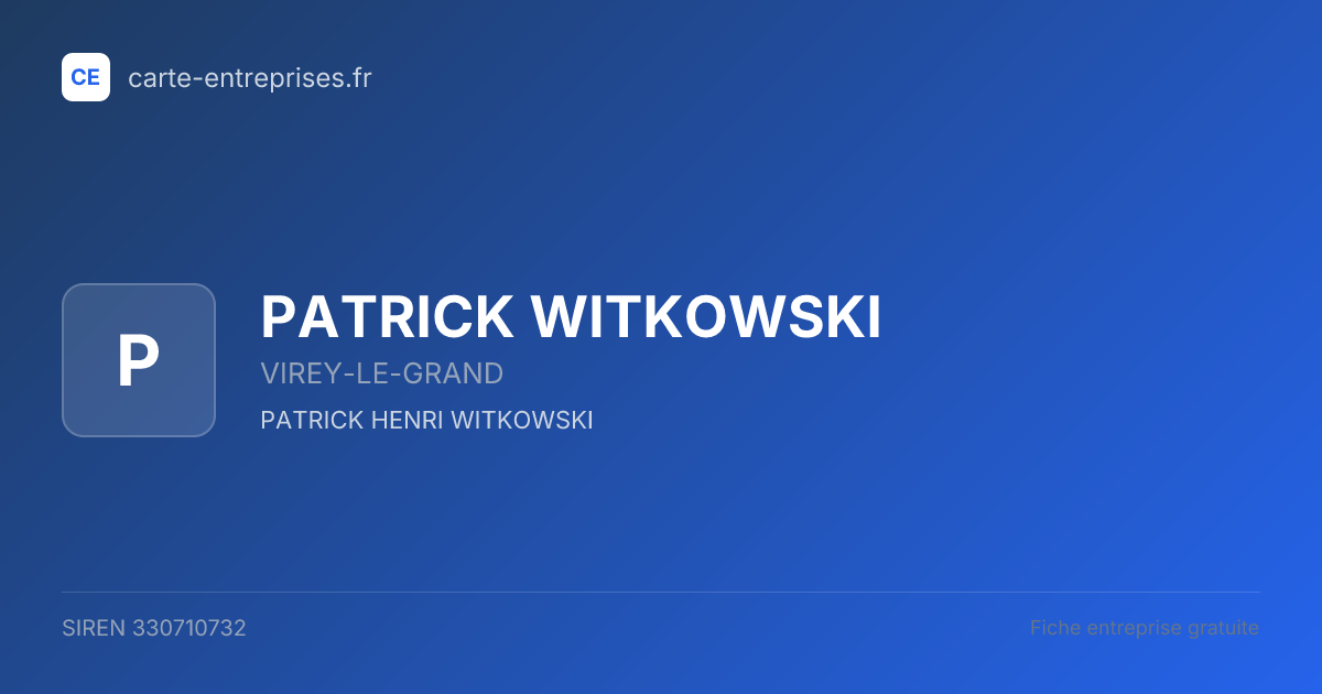 PATRICK WITKOWSKI — 330710732 — fiche entreprise