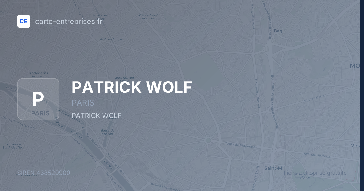 PATRICK WOLF — 438520900 — fiche entreprise