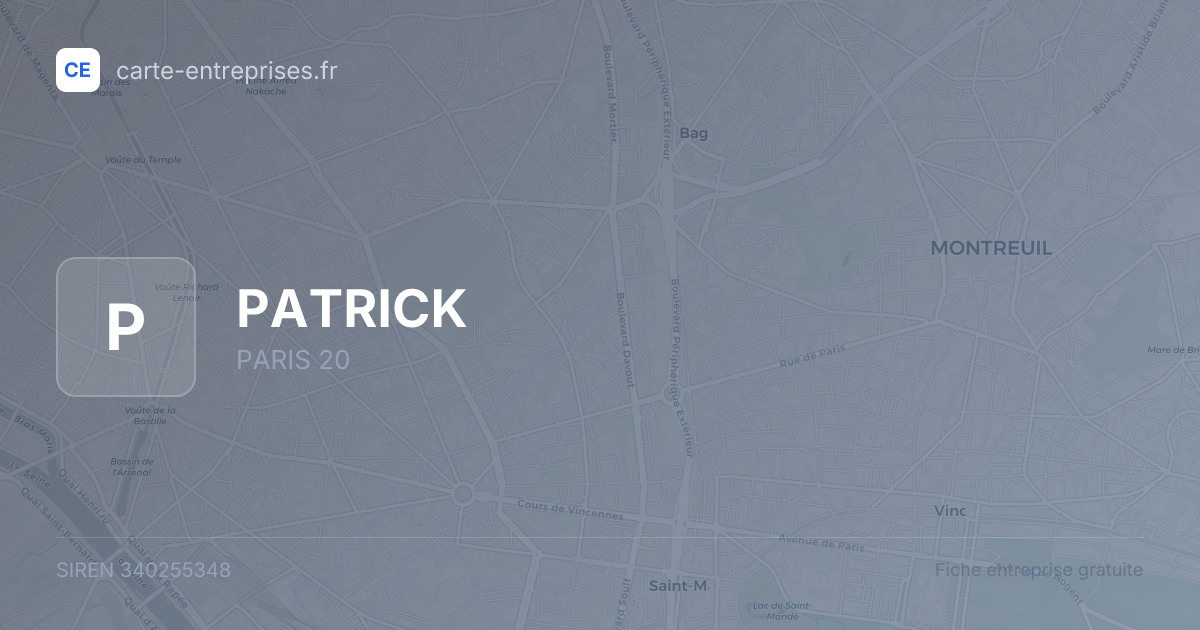 PATRICK — 340255348 — fiche entreprise