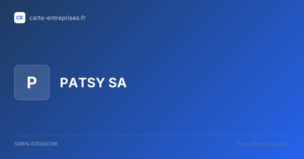 PATSY SA — 431345396 — fiche entreprise