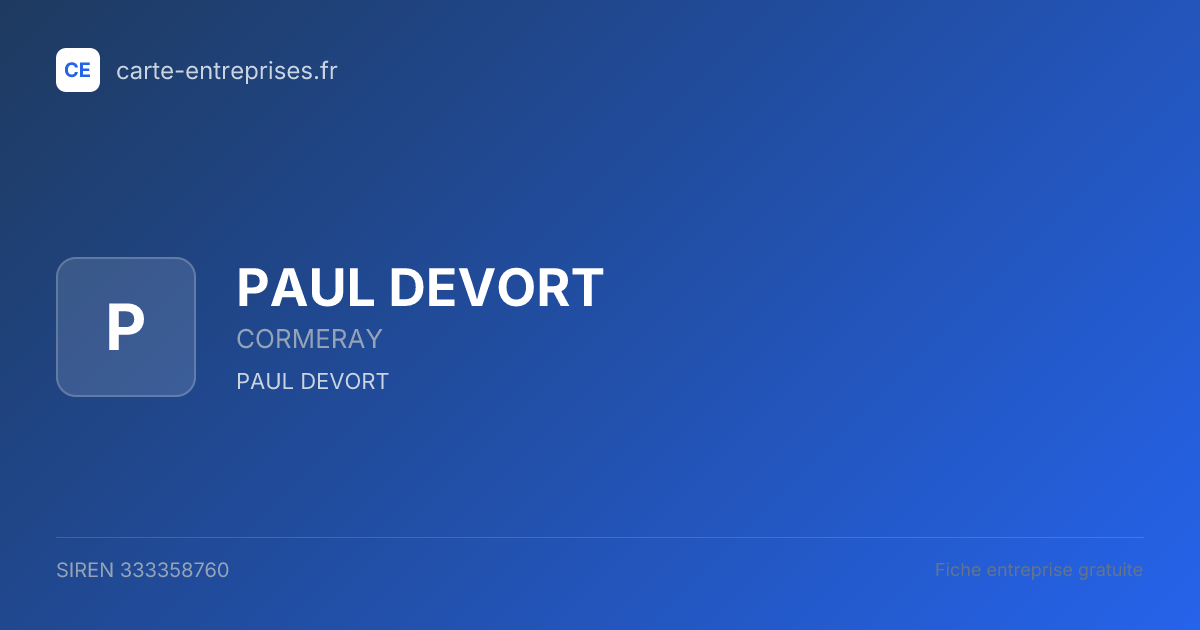 PAUL DEVORT — 333358760 — fiche entreprise
