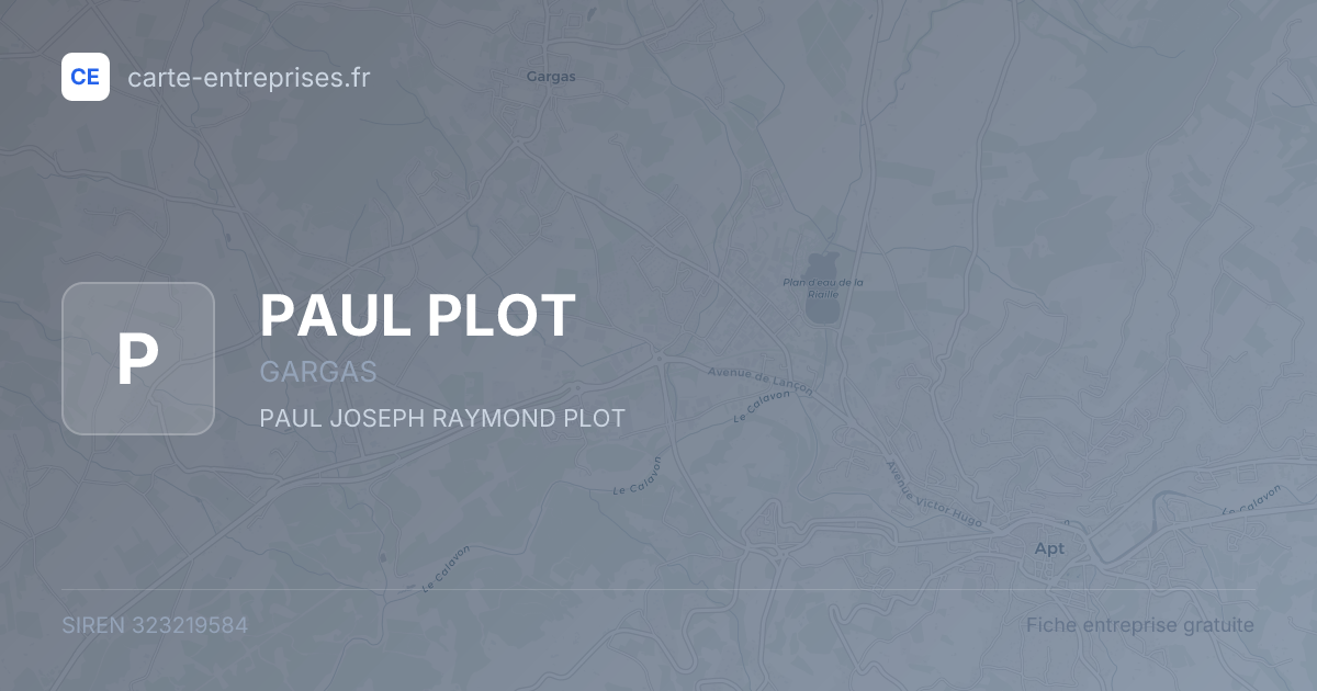 PAUL PLOT — 323219584 — fiche entreprise