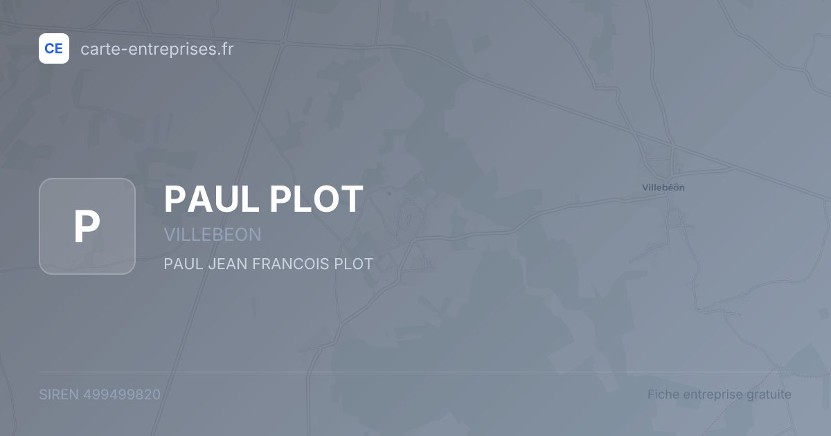 PAUL PLOT — 499499820 — fiche entreprise