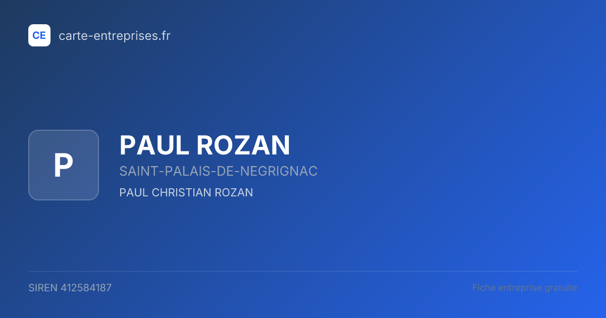 PAUL ROZAN — 412584187 — fiche entreprise
