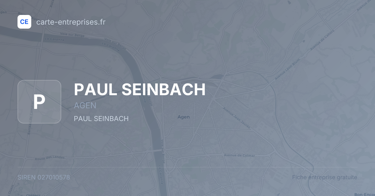 PAUL SEINBACH — 027010578 — fiche entreprise