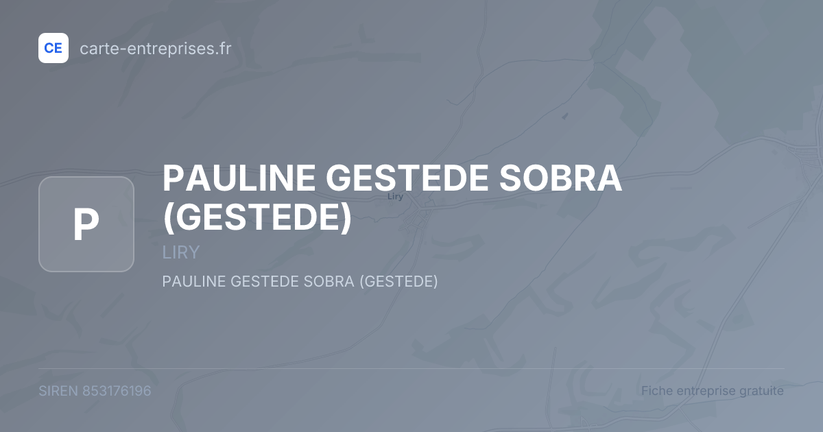 PAULINE GESTEDE SOBRA (GESTEDE) — 853176196 — fiche entreprise
