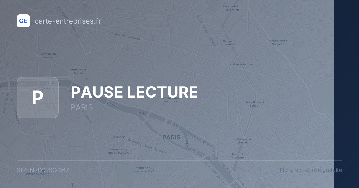 PAUSE LECTURE — 422802967 — fiche entreprise