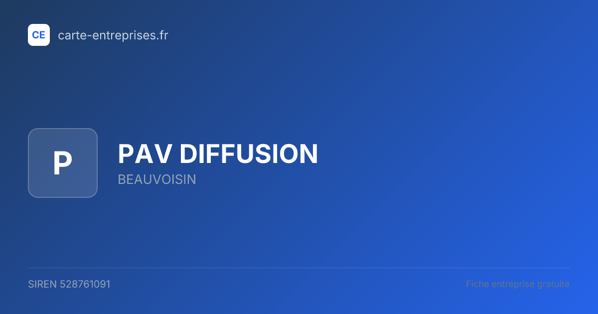 PAV DIFFUSION — 528761091 — fiche entreprise