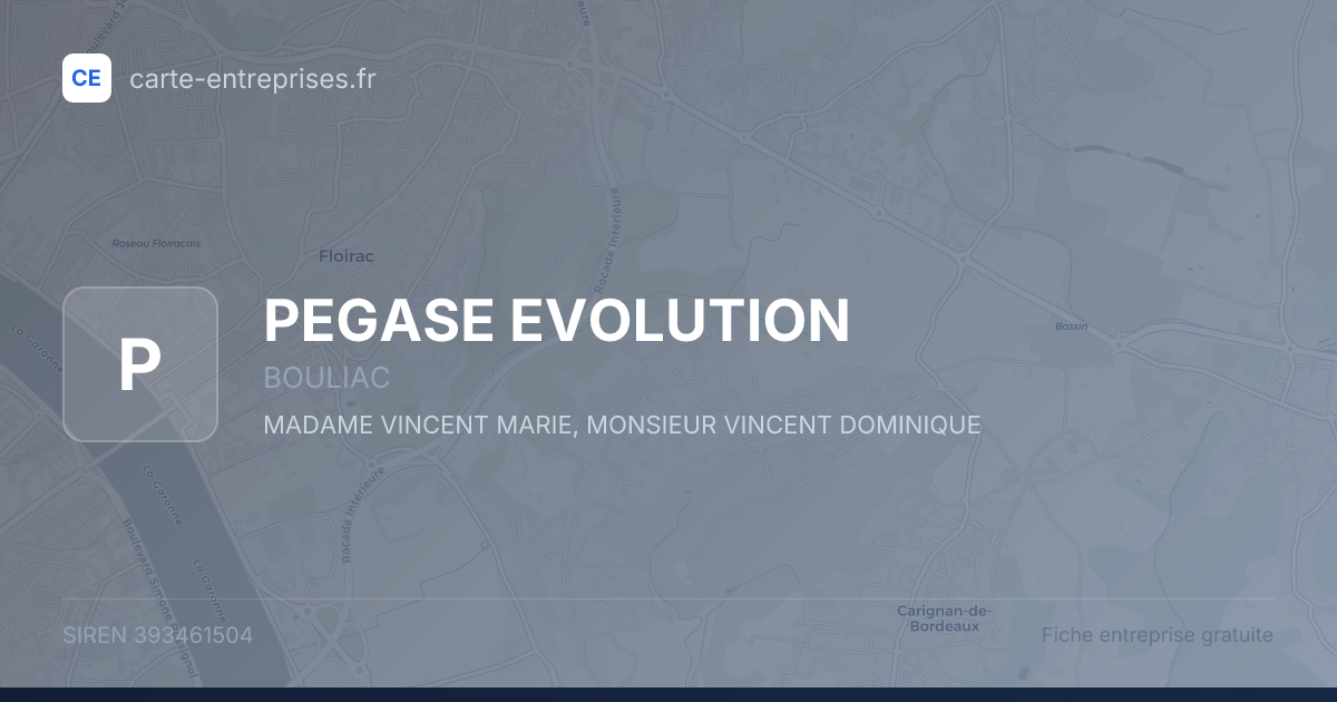 PEGASE EVOLUTION — 393461504 — fiche entreprise